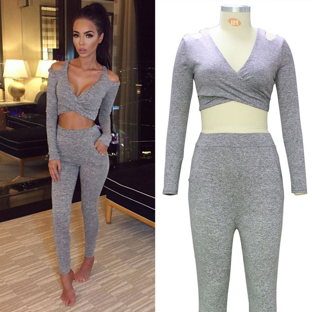 Women Sweaters Knitting suits 2 Pieces Sets Knitted Sweater Tops and long pant tracksuit C18120501