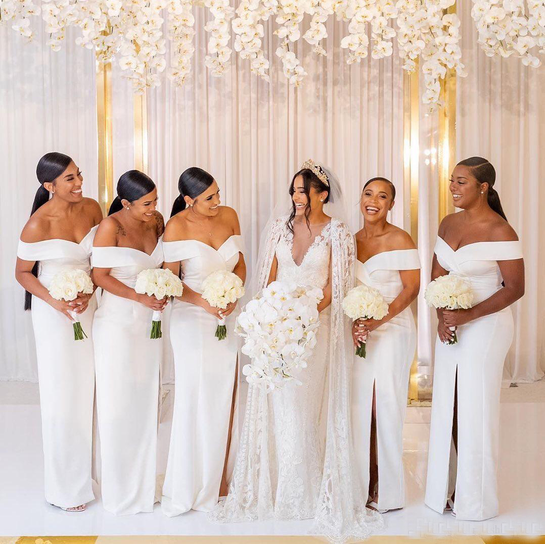 Off The Shoulder Long Bridesmaid Dresses Summer Garden Formal Wedding Party Maid of Honor Gowns Plus Size Custom Made