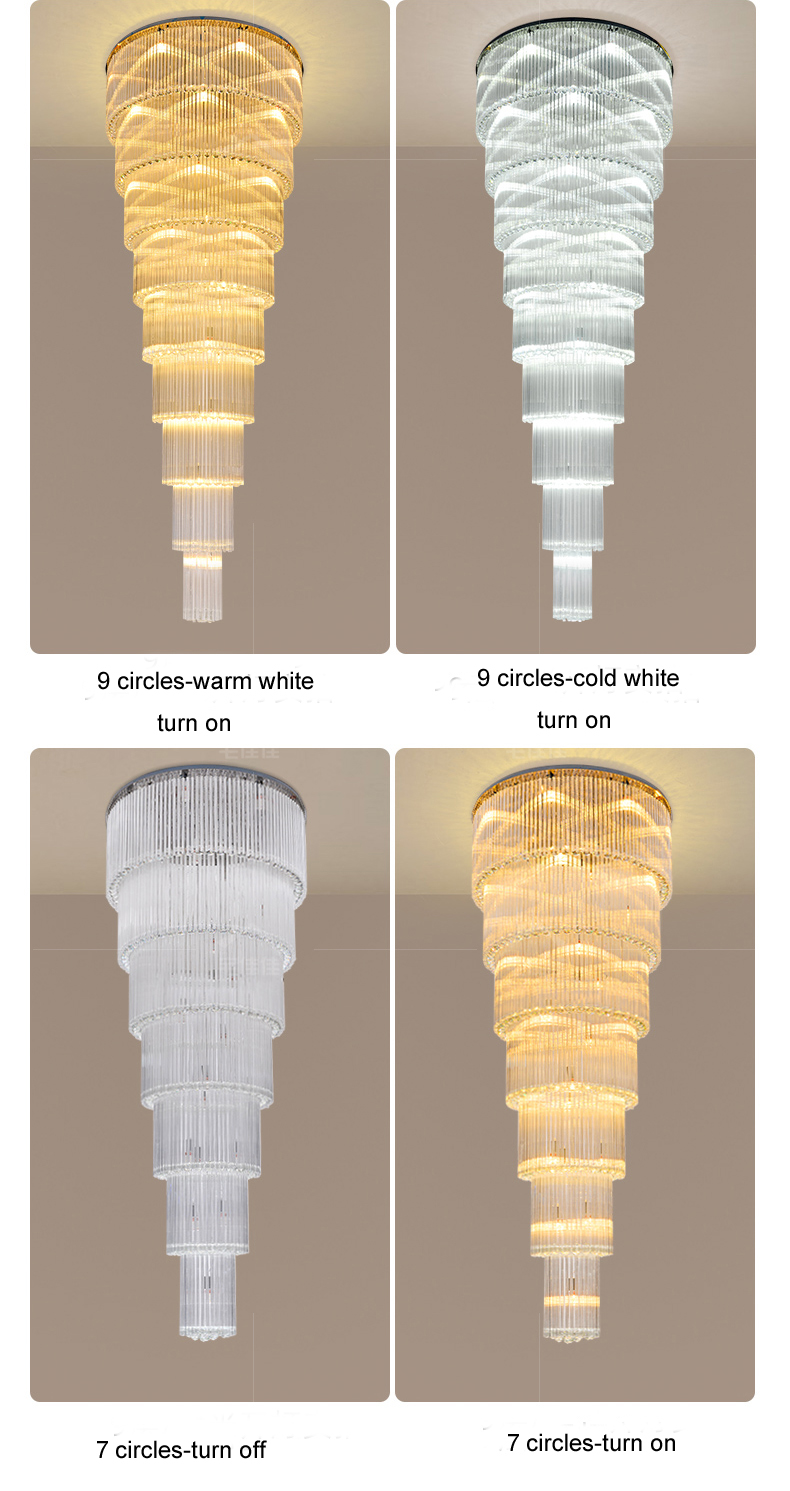 LED Modern K9 Crystal Chandeliers Lights Fixture European Crystal Chandelier American Villa Hotel Big Long Stair Way Home Indoor Lighting Staircase Ha