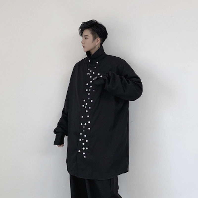 Homens de manga comprida botão design solto casual preto camisa longa masculino japão streetwear hip hop punk gótico vestido cam, Black
Homens de manga comprida botão design solto casual preto camisa longa masculino japão streetwear hip hop punk gótico vestido cam, Black