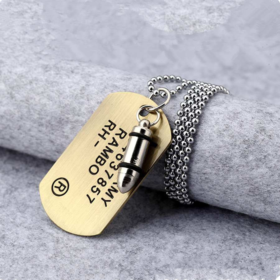 Men Card Dog s Pendant Necklace Stainless Steel 70cm Long Beads Jewelry Fashion Necklaces