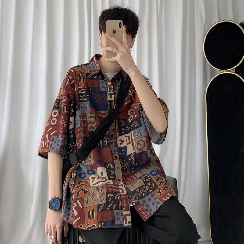 Januarysnow Summer Net Red Very Fairy Shirt Ruffian Handsome 5-sleeve Korean Trend Personality Versatile Short Sleeve Clothes 
Januarysnow Summer Net Red Very Fairy Shirt Ruffian Handsome 5-sleeve Korean Trend Personality Versatile Short Sleeve Clothes