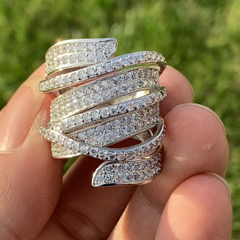 Choucong Deluxe Jewelry 925 Sterling Silver Cross Ring Pave White Sapphire CZ Diamond Gemstones Party Wedding Engagement Wide Band Ring Gift