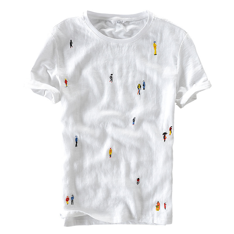 2020 Summer Men Cotton Linen Splice Short Sleeve White Cartoon Embroidery T Shirt Casual O-Neck Tees Y568
2020 Summer Men Cotton Linen Splice Short Sleeve White Cartoon Embroidery T Shirt Casual O-Neck Tees Y568