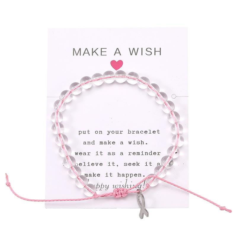 Breast Cancer Awareness Bracelet Clear Glass Beads Charm Bracelet With Make a Wish Card for Women Men Handmade Woven Rope Bracelet Jewelry
Breast Cancer Awareness Bracelet Clear Glass Beads Charm Bracelet With Make a Wish Card for Women Men Handmade Woven Rope Bracelet Jewelry