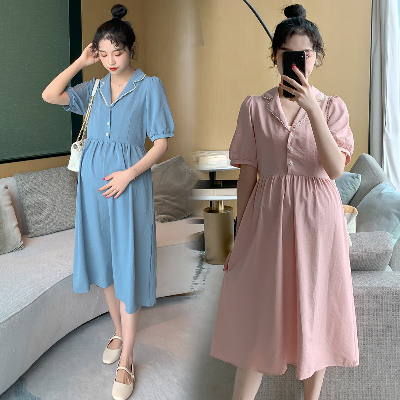 Maternity Dresses Short Sleeve Korean Fashion High-End Pearl Collar Maternity Clothes Dress Pregnancy Gifts Women Dresses, Pink
Maternity Dresses Short Sleeve Korean Fashion High-End Pearl Collar Maternity Clothes Dress Pregnancy Gifts Women Dresses, Pink