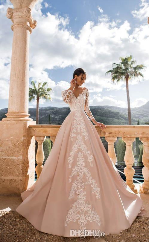 Nora Naviano Vintage Long Sleeve Wedding Dresses Lace Backless Sweep Train Boho Bridal Gowns Plus Size robe de mariee