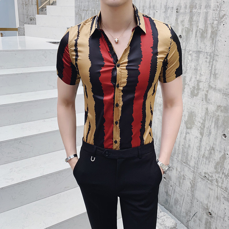 Fashion Men Summer Shirt Brand New Slim Fit Shirt Men Short Sleeve Streetwear Colorful Stripe Mens Dress Shirts Top Quality, White;black
Fashion Men Summer Shirt Brand New Slim Fit Shirt Men Short Sleeve Streetwear Colorful Stripe Mens Dress Shirts Top Quality, White;black