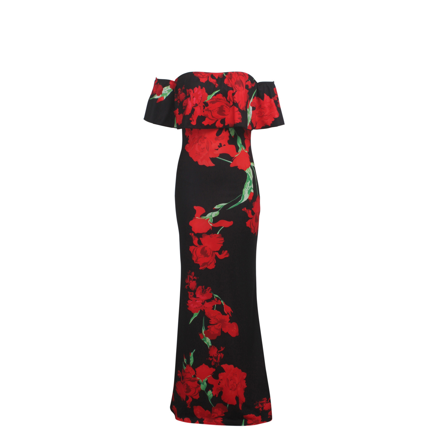 Floral Print Sexy Mermaid Long Dress Women Slash Neck Ruffles Sleeve Bandage Beach Dress Summer Off Shoulder Backless Boho Dress LY191116