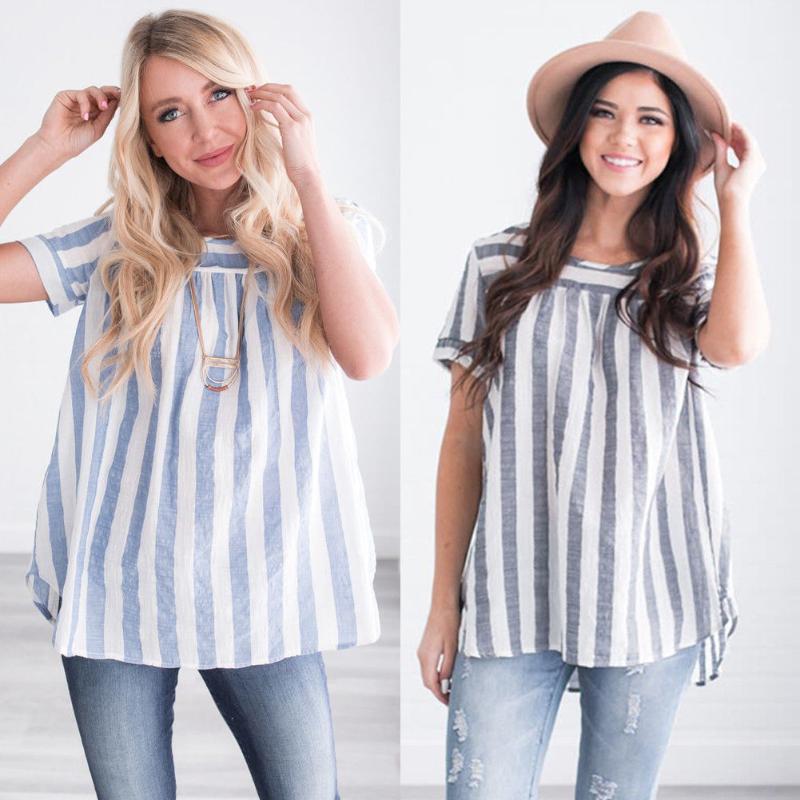 Fashion Women Ladies Summer NEW STYLE Short Sleeve O-Neck Loose Two Colors Striped Casual T-Shirt Size -XL, Blue
Fashion Women Ladies Summer NEW STYLE Short Sleeve O-Neck Loose Two Colors Striped Casual T-Shirt Size -XL, Blue