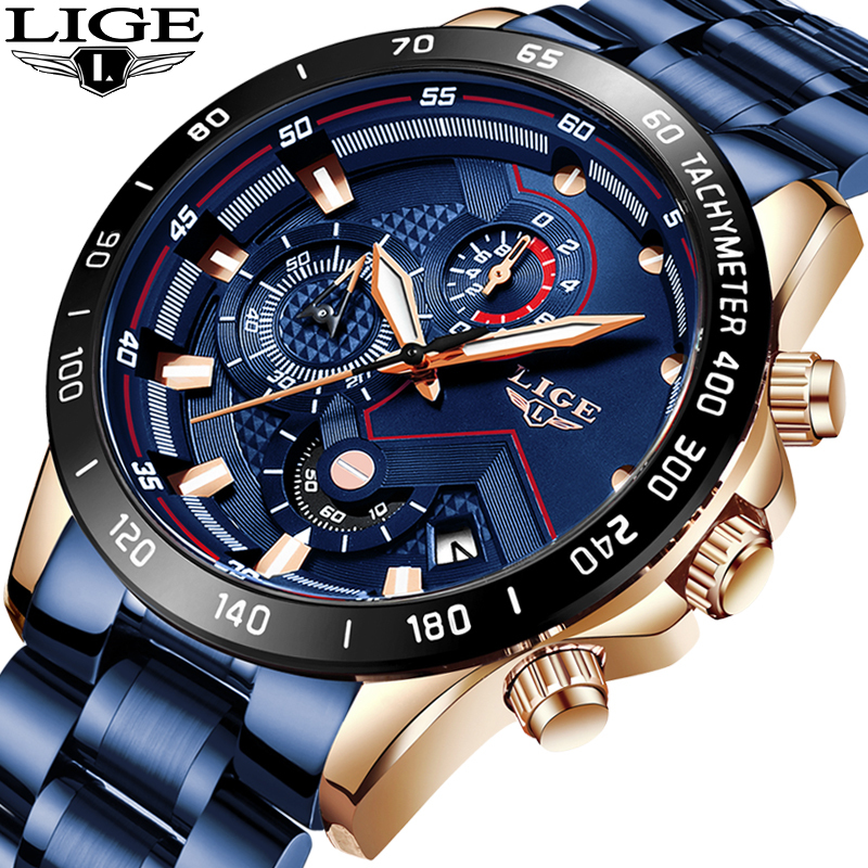 LIGE Fashion Business Blue Mens Watches Top Brand Luxury Clock Male Military All Steel Waterproof Quartz Watch Relogio Masculino LY191226, Rose gold black
LIGE Fashion Business Blue Mens Watches Top Brand Luxury Clock Male Military All Steel Waterproof Quartz Watch Relogio Masculino LY191226, Rose gold black