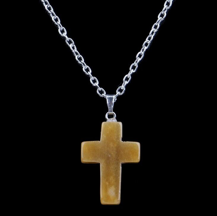 Fashion cross shape stone pendant turquoise crystal necklace DJN15 mix order Pendant Necklaces jewelry