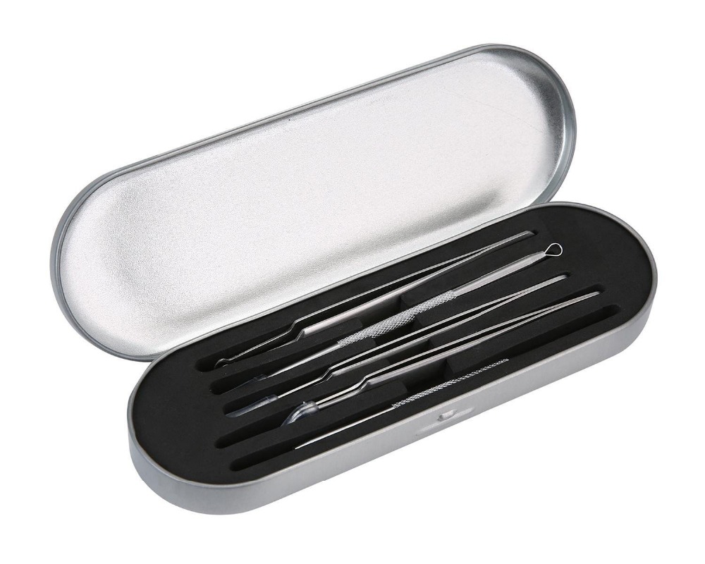 5pcs Best Blackhead Extractor Tool Set Stainless Acne Needle Pimple Tweezers Blackhead Comedone Acne Extractor Skin Care Tool