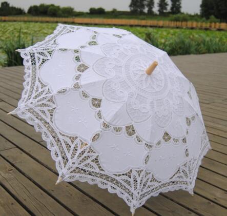 30pcs 2017 New solid color lace parasols Bridal wedding umbrellas white color available Free shipping