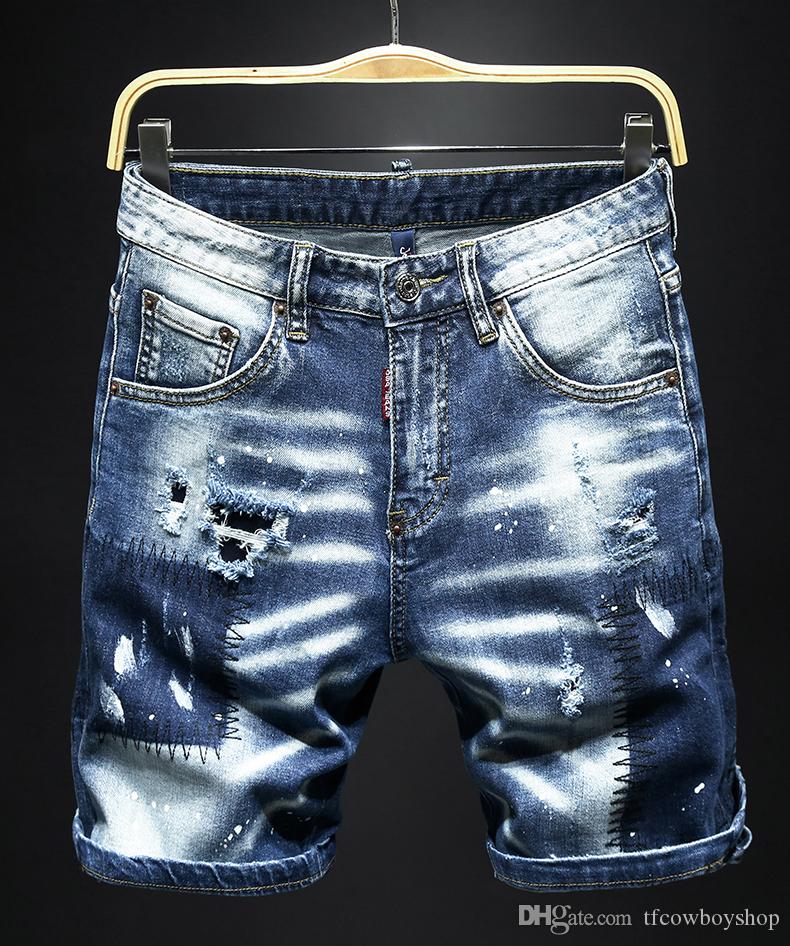Mens Designer Jeans Summer Style Brand Mens Jeans Printed Mens Casual Solid Short Pants Fashion Brand Sport Short Designer Jeans