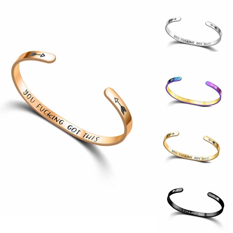 Encouragement Bracelet for Women Men Jewelry Cuff Wristband Bangle Stainless Steel Engraved Friendship Bracelets Inspirational Gift