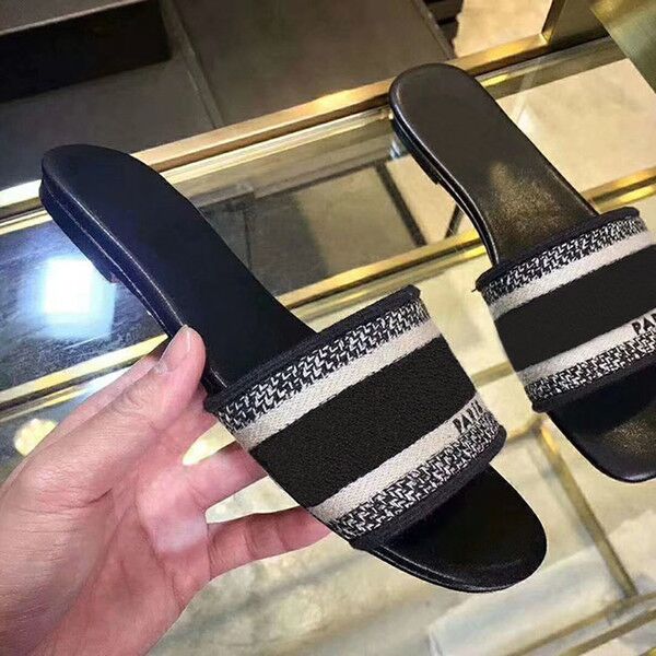 fashion women shoes Slides sandals wedge High heels Slippers for women letter sandals classic woman beach shoes, Red