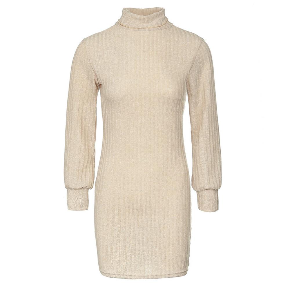 Hot Fashion Design Womens Solid Color Casual Long Sleeve Jumper Turtleneck Sweaters Dress High Quality Sweater New