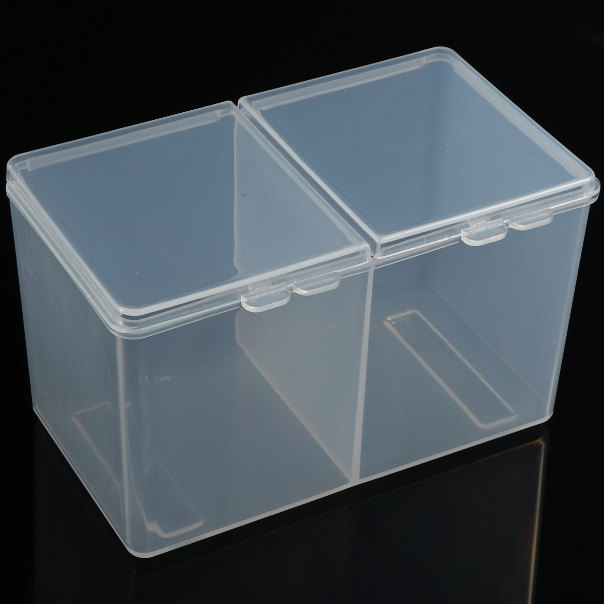 Nail Art 2 Colors Clear Compartments Holder Organizer Container Gel Polish Remover Cleaning Cotton Pad Swab Storage Box
