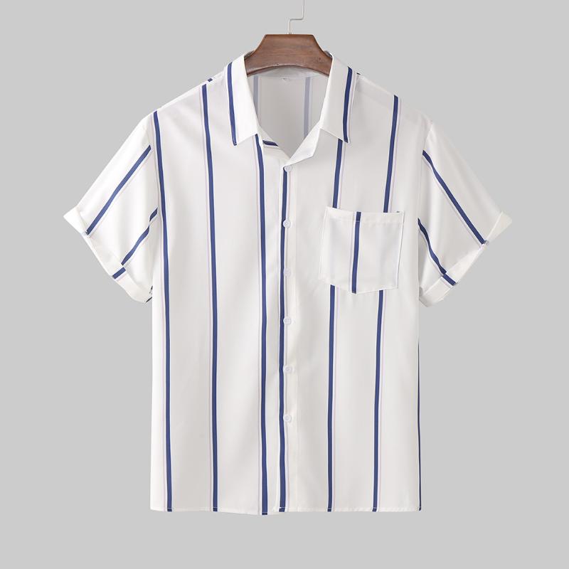 Fashion Men's Striped Button Down Shirt Casual Loose Short Sleeve Shirts Summer Top Slim Tops Casual Streetwear clothes shirts, White
Fashion Men's Striped Button Down Shirt Casual Loose Short Sleeve Shirts Summer Top Slim Tops Casual Streetwear clothes shirts, White