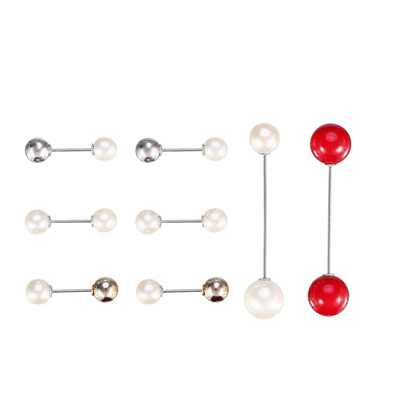 Sweater shawl clip double-layer imitation pearl brooch safety pin women's clothing / all kinds of change dress up decoration -