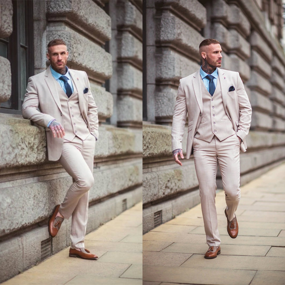 2020 Handsome Men Tuxedo Groom Suits Notched Lapel Slim Fit One Button High Quality Business Prom Party Blazer Jacket (Jacket+Vest+Pants)