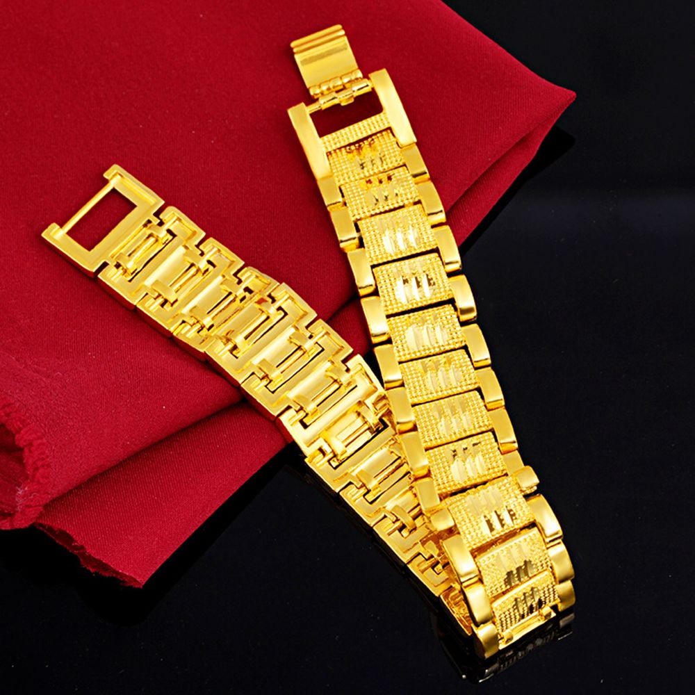 Men Bracelet Wristband Personalized Jewelry 18k Yellow Gold Filled Classic Male Solid Chain Bracelet Gift High Polished