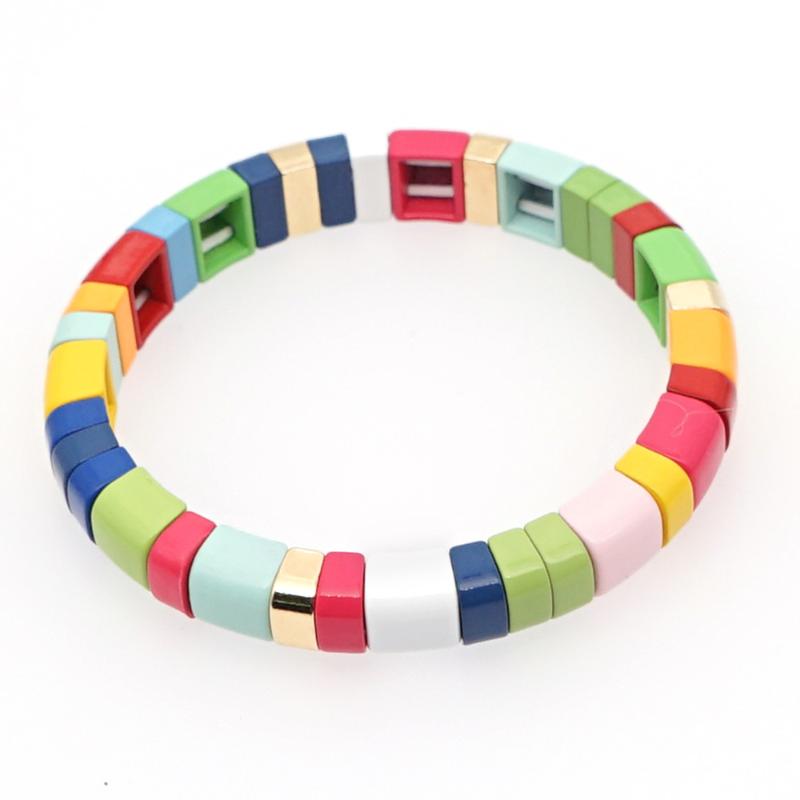 Enamel Tile Bracelet Rainbow Colorful Tila Beads Bracelets for Women & Men Color Block Elastic Bangle Bracelets
Enamel Tile Bracelet Rainbow Colorful Tila Beads Bracelets for Women & Men Color Block Elastic Bangle Bracelets