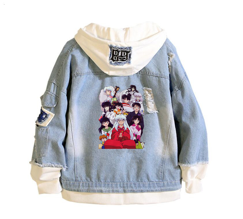 Men' 2019 Inuyasha printing Denim Jacket Casual Bomber coat Hip Hop Retro hoodie Jacket Streetwear, As pic
Men' 2019 Inuyasha printing Denim Jacket Casual Bomber coat Hip Hop Retro hoodie Jacket Streetwear, As pic
