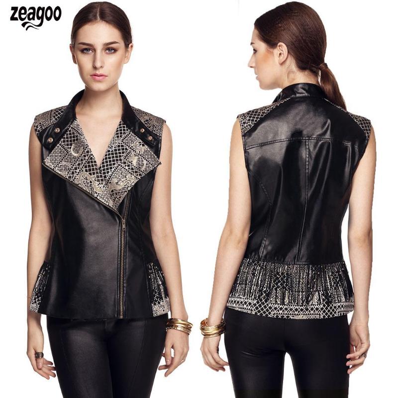 Women Cool Leather Vest Waistcoat Outwear Wide Lapel Sleeveless Contrast Color Side Zip Jacket Vest Tops With Tassel, Black
Women Cool Leather Vest Waistcoat Outwear Wide Lapel Sleeveless Contrast Color Side Zip Jacket Vest Tops With Tassel, Black