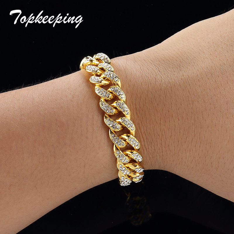 Men Luxury Rhinestone Fashion Bracelets Unisex High Quality Bangles Gold Color Iced Out Miami Cuban Link Chain Bracelet Hip Hop C19021501, Black
Men Luxury Rhinestone Fashion Bracelets Unisex High Quality Bangles Gold Color Iced Out Miami Cuban Link Chain Bracelet Hip Hop C19021501, Black
