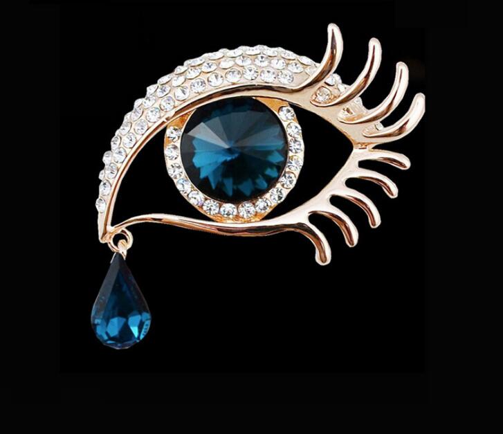 Crystal glass star with the same angel teardrop brooch diamond large eyes long eyelashes brooch WY392