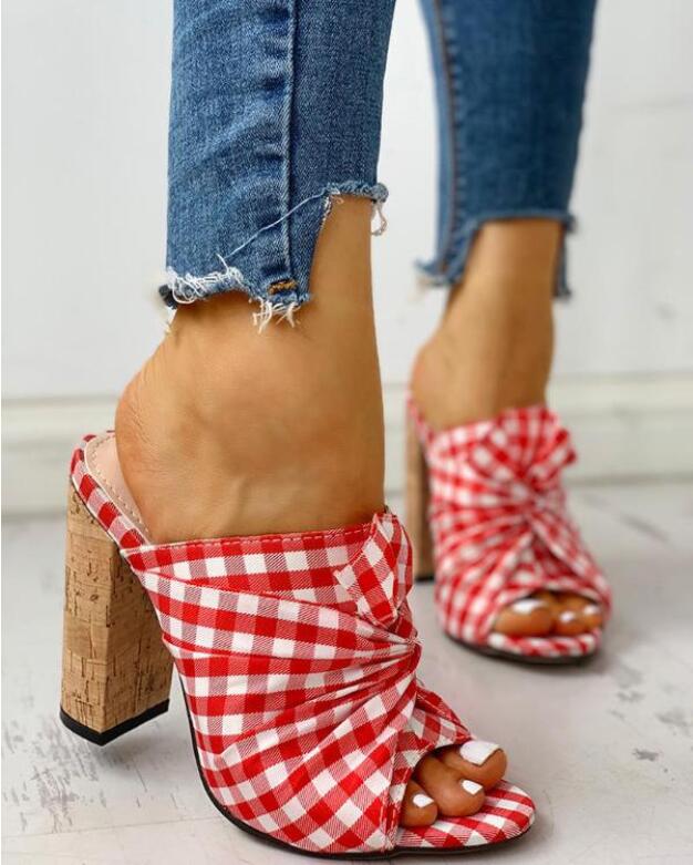 Summer Shoes Fish Mouth Gingham Square Heel Sandals Soft Bottom Non-Slip Seaside Lazy Half Slippers Pointed Toe Women, Red
Summer Shoes Fish Mouth Gingham Square Heel Sandals Soft Bottom Non-Slip Seaside Lazy Half Slippers Pointed Toe Women, Red