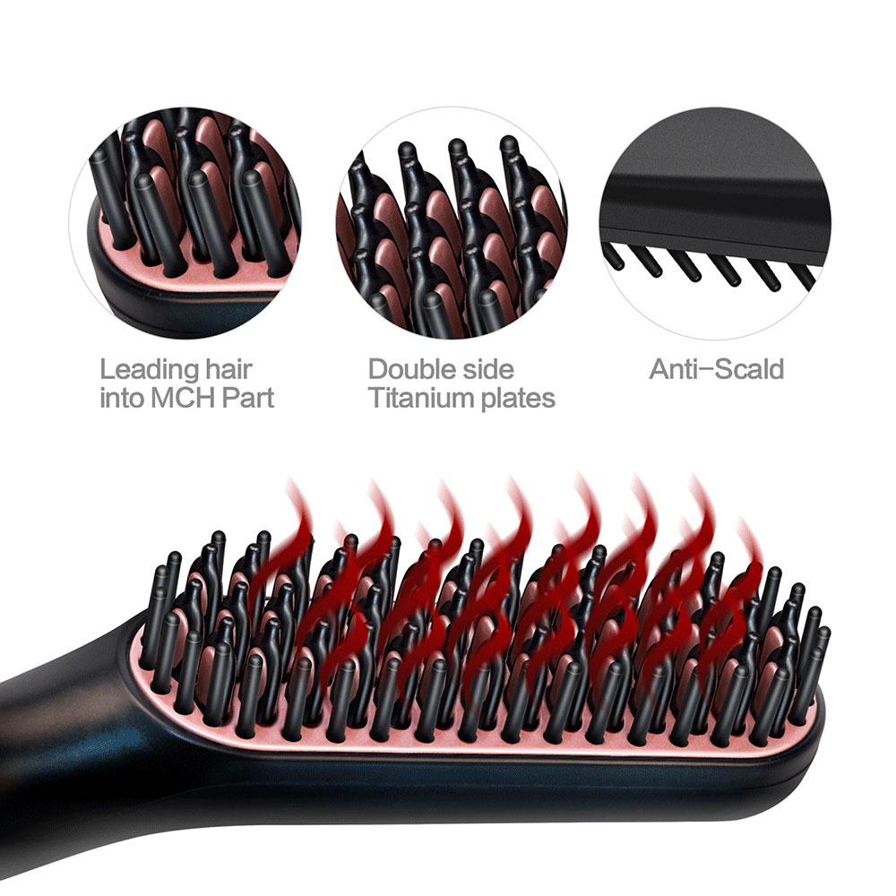 3 in1 Beard Straightener Quick Heater Electric Straightener Curls Hair Comb Brush Men Women Multifunctional Hair Styling Tool