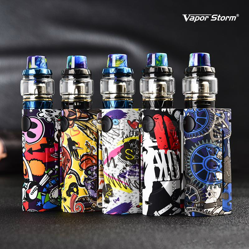 

Genuine Vapor Storm ECO Pro Hawk Tank Electronic Cigarette Vape Mod Kit Fashion Graffiti Box Mods Max 90W for 18650 Battery ABS Kits, Multi