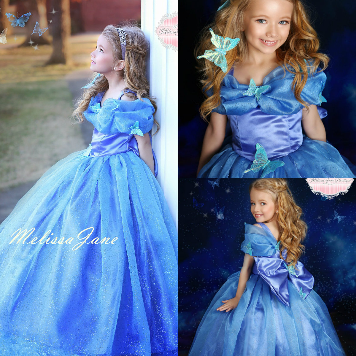 2019 Princess Girls Pageant Dresses Off The Shoulder Bow Butterfly Blue Flower Girl Dresses A Line Lace Birthday Party Gowns Kids Formal
