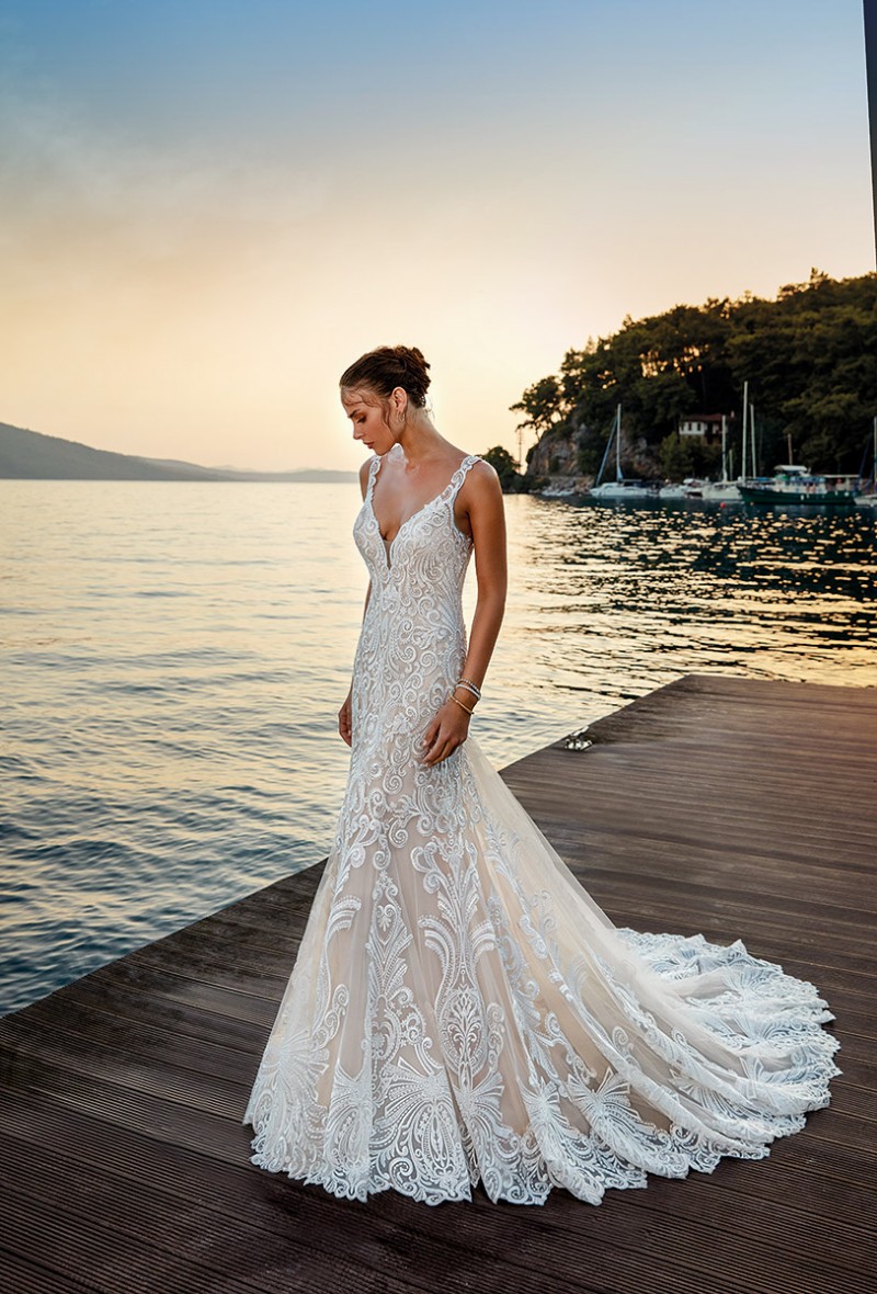 eddy k new arrival mermaid dresses full lace appliqued bridal gowns v neck country boho beach wedding dress