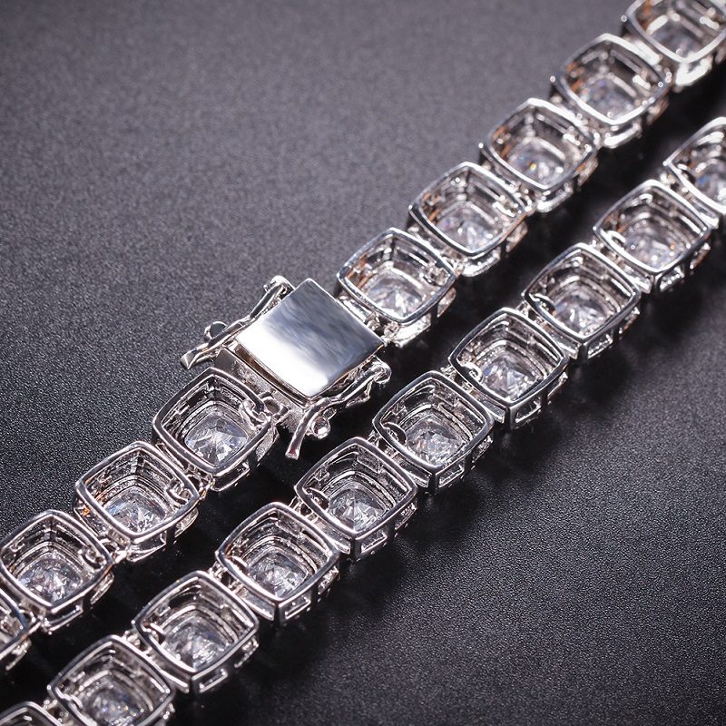 Hip Hop Bling Chains Jewelry Mens Iced Out Diamond Tennis Chain Necklace Bracelet High Quality Square Zircon Necklaces 7inch-24inch