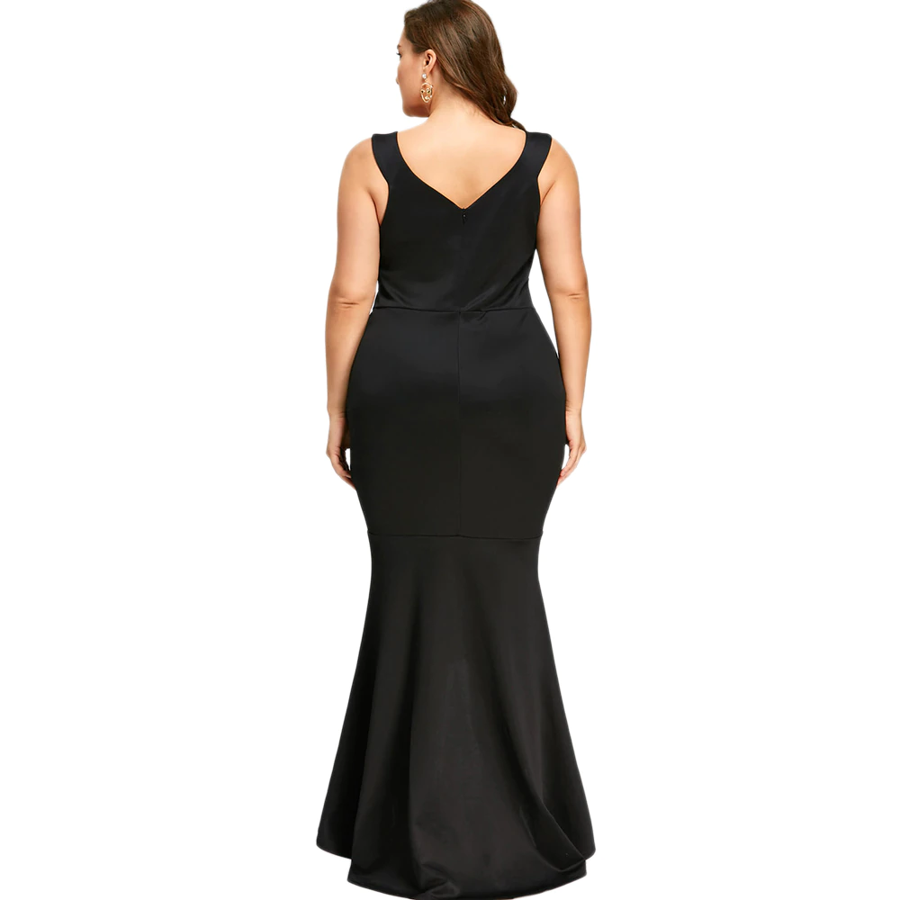Plus Size Cheap Mermaid Prom Dresses V Neck High Low Evening Gown Apppliqued Floor Length Satin Formal Dress