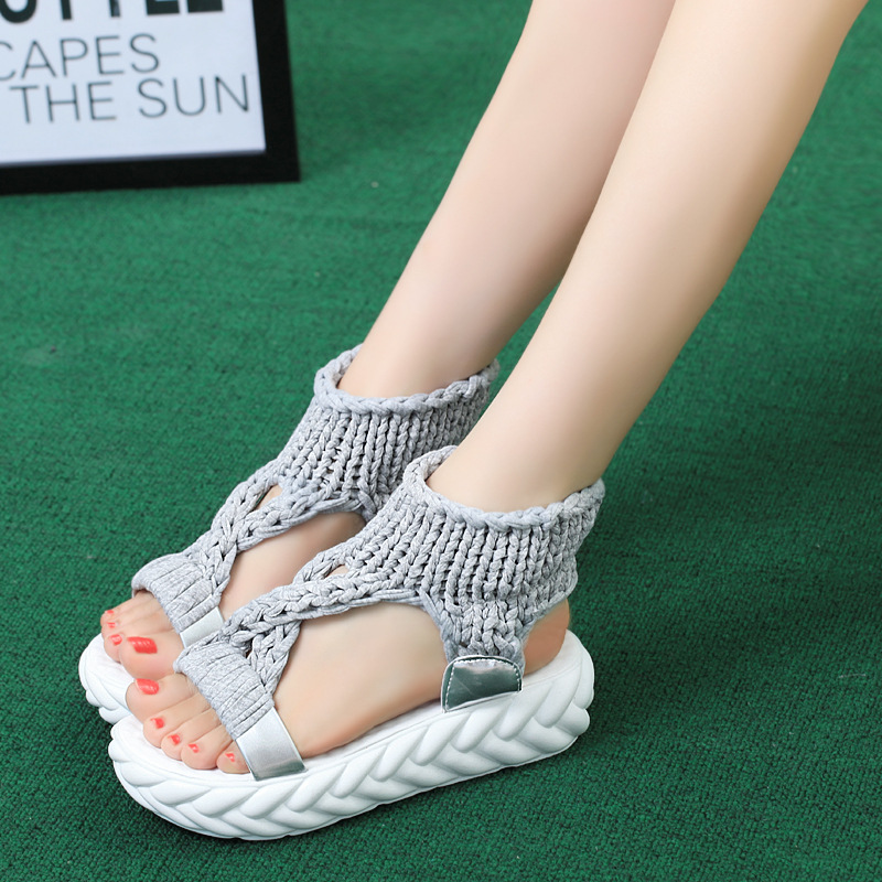 Women's Sandals Summer New Student Wild Women's Sandals Polyurethane Fashion Knitted Wool Thread Casual, 1518 brown
Women's Sandals Summer New Student Wild Women's Sandals Polyurethane Fashion Knitted Wool Thread Casual, 1518 brown