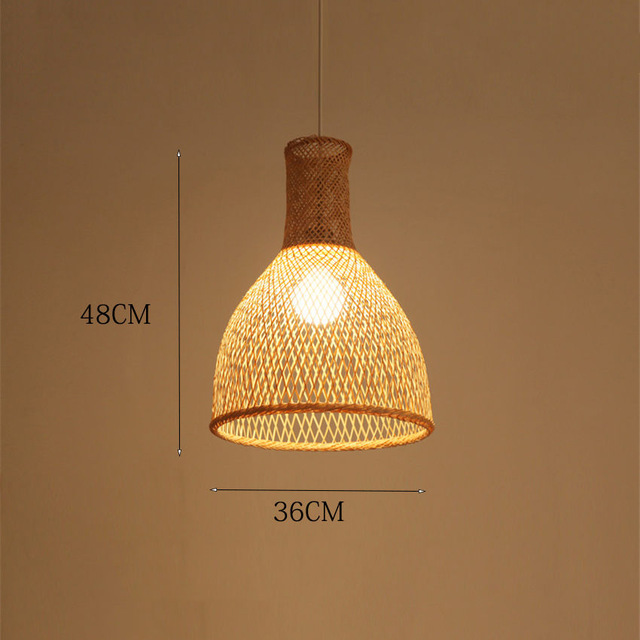 New Chinese Lantern Hotel Tea Staircase Hotel LED Bamboo Pendant Lights Hand Rattan Weaving Wood Pendant Lamp Lighting Luminaire