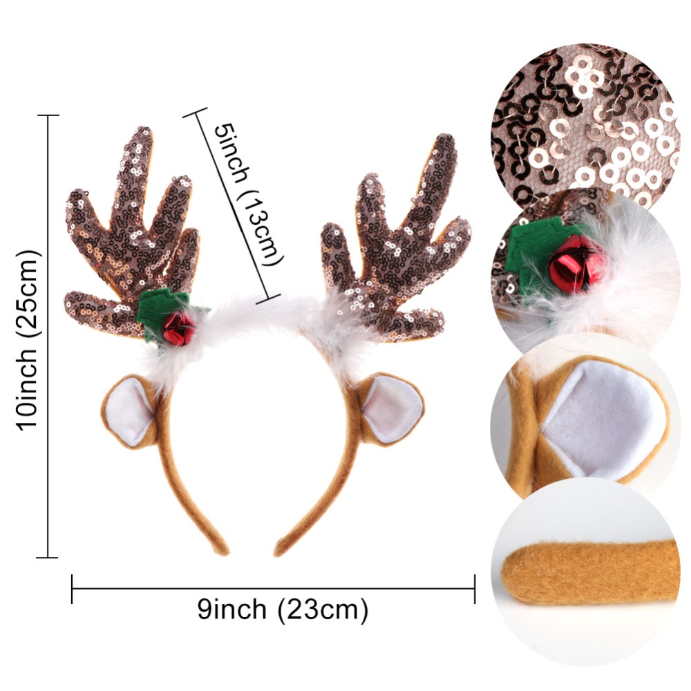 Reindeer Christmas Headbands Deer Horns Head Adornment Christmas Decorations on the Head Hair Accessories New Year Decorations