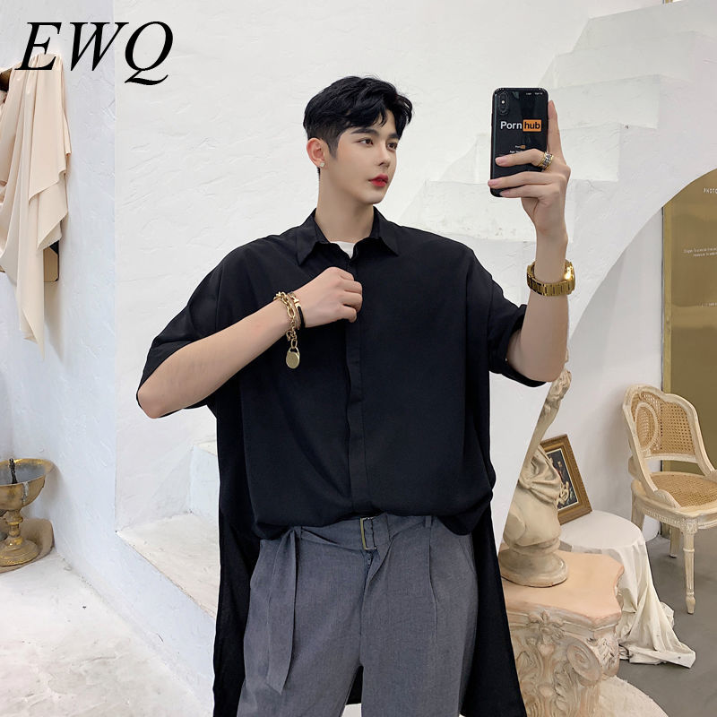 EWQ / men's wear 2020 summer solid color front short back long side vent irregular oversize shirt fashion new half sleeve 9Y1808, Black
EWQ / men's wear 2020 summer solid color front short back long side vent irregular oversize shirt fashion new half sleeve 9Y1808, Black