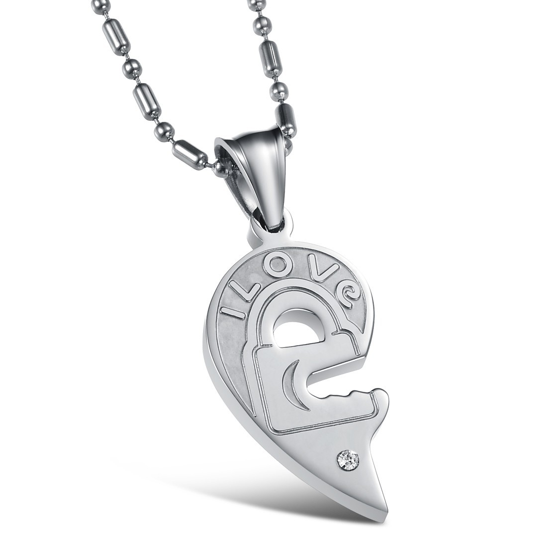 Wholesale-Jewelry Pendants heart-to-heart black-and-white jigsaw couple necklace
