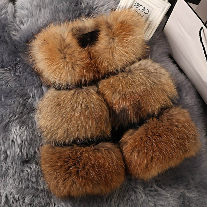 New Arrival Gilet Fashion Women Vest Faux Raccoon Dog Fur Short Vests Coat Female Waistcoat Pc147 B4