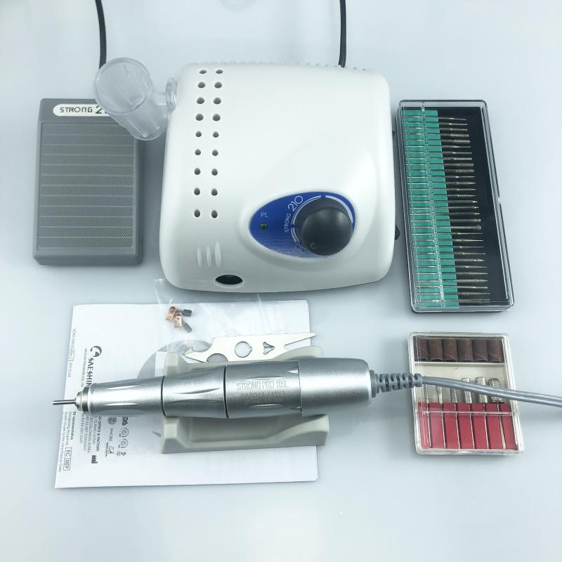 45000rpm SILVER Handpiece STRONG 210 PRO 105 105L 65W Nail Drills Manicure Machine Pedicure Electric File Bits