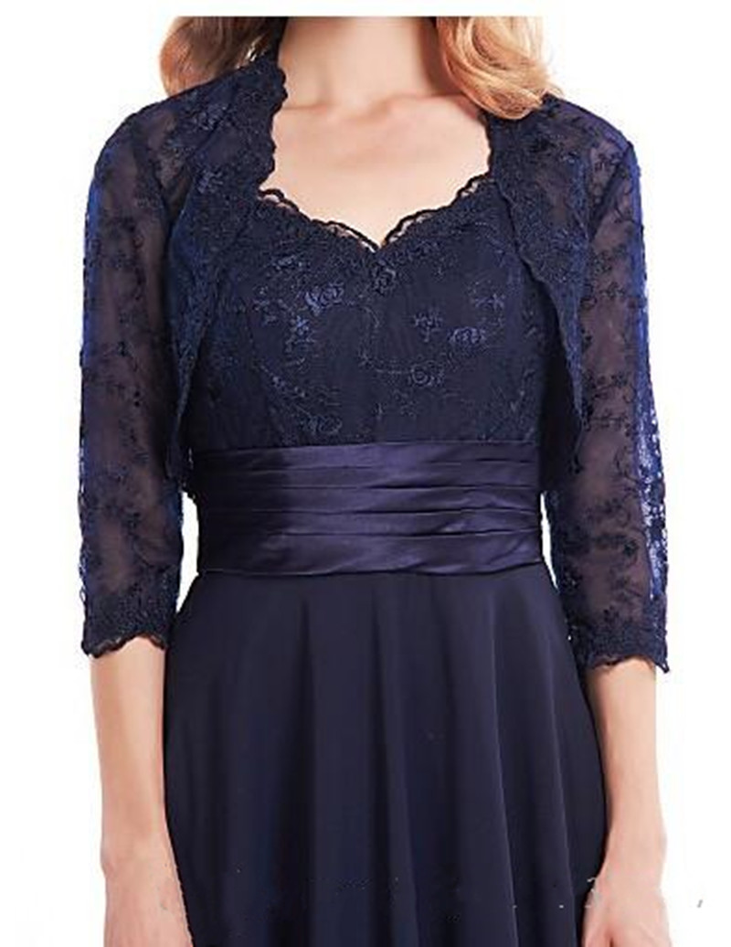 2019 New Tea-length 3/4 Length Sleeve Chiffon Lace with Lace A-line Mother of the Bride Dress vestidos de novia