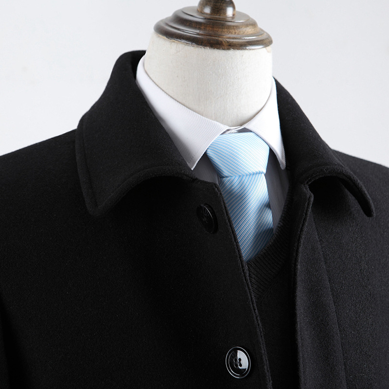 Men's Wool & Blends Mens Woolen Coat Fleece Thick Jackets Winter Jacket Men Warm Coats Business Clothing Windbreaker With Detachable Fur Col