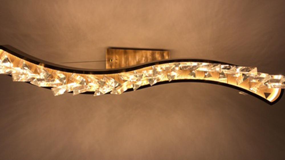 wave design long crystal chandelier LED lamp AC110V 220V lustre cristal kronleuchter home lighting bar lignaria Bar Dining Room Lights Stair