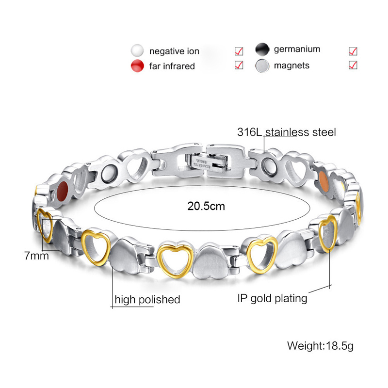 316L Stainless Steel Women Magnet Health Energy Bracelets Fashion Ladies Magnetic Love Bangle Function Pulseras Jewelry Accessorie